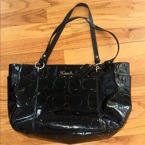 Coach Black Embossed Tote Bag